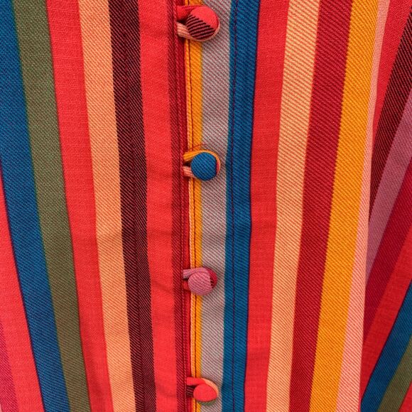 Torrid Harper Gauze Blouse Womens 1 Multi Rainbow Stripe Button Front Sleeveless - Picture 4 of 13